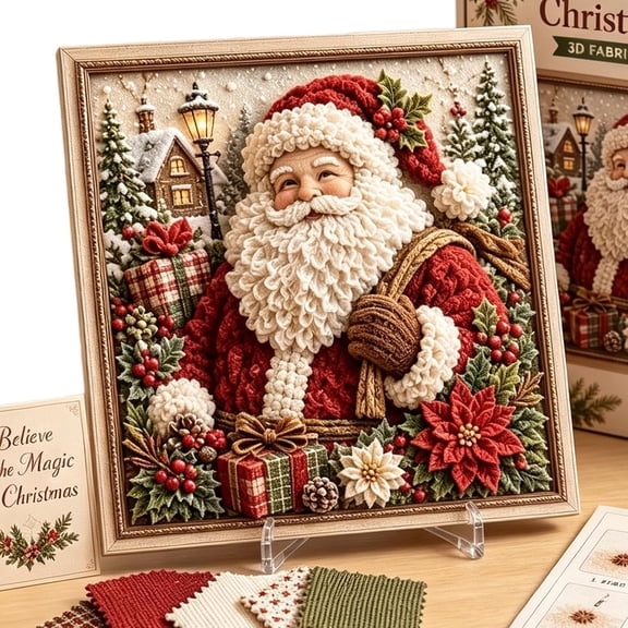Christmas 3D Fabric Poke Art Kit for Adults, Complete DIY HandβPoke Supplies with StepβbyβStep Guide, Vintage Festive Table Wall Mantel Display Decor