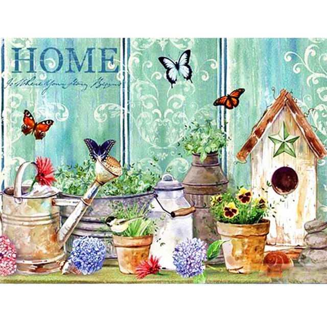 Cuadros Decorativos 5D Diamond Painting Kit DIY Potted Flower Full Round Drill Mosaico Imagen de pared Likrtyny embutido en tela