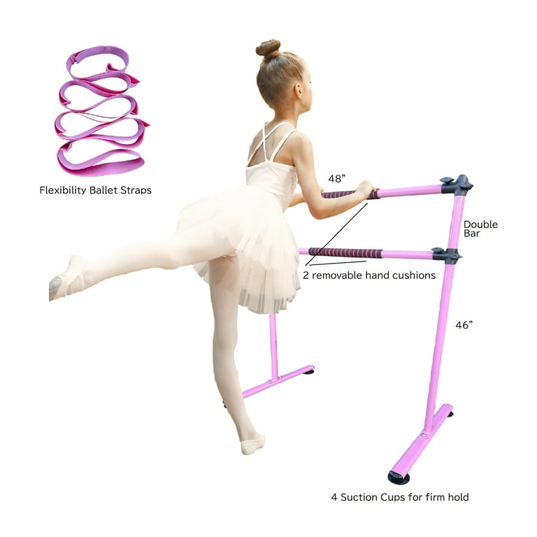 Portable Ballet Barre 4 FT Double Freestanding Ballet Bar for Kids