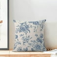 thumbnail image 2 of Spring Blue Floral Pillow Covers 18x18 Inch Set of 2, Chinoiserie Blue Flower Decorative Throw Pillowcase Vintage Floral Outdoor Cushion Cover for Sofa Couch Living Room Bed Decor, 2 of 5