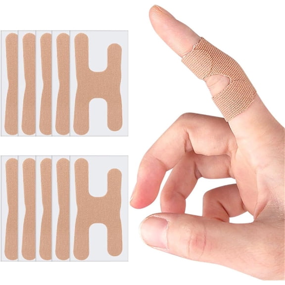 Precut Finger Tape Strips, 10 Pcs Breathable Elastic Cotton Fingers Wrap Athletic Tape, Self Adhesive Finger Protective Strap Anti-Friction Fingers Guard Patches for Sports Housework Joint Support