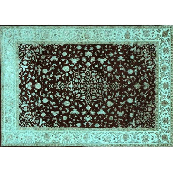 Ahgly Company Indoor Rectangle Persian Light Blue Traditional Area Rugs, 7' x 10'