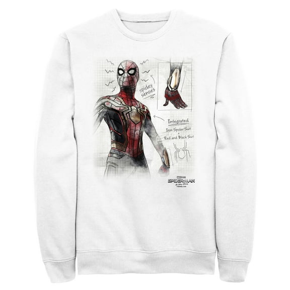 Men's Marvel Spider-Man: Now Way Home Integrated Suit Sketch  Sweatshirt White 3X Large