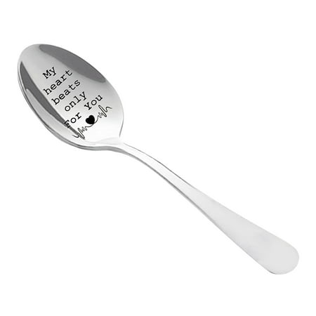 

iOPQO Tableware Engraved Spoon Wonderful Present For Lover Couple And Girlfriend Boyfriend Tableware Coffee Spoons With Engraving kitchen utensils set