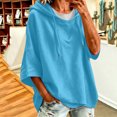 thumbnail image 5 of MOONDU Women's Short Sleeve Hoodie Hooded Sweatshirt Drawstring Pullover Solid Color Loose Fit Casual Summer Top for Gym Yoga Everyday Wear 8 Colors S-XXL, 5 of 7