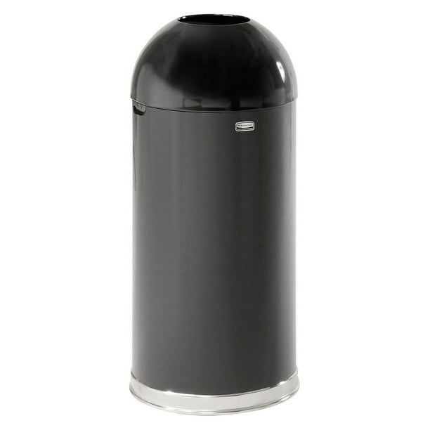 Rubbermaid Round Open Top Trash Can, Black, 15"Dia x 351/2"H