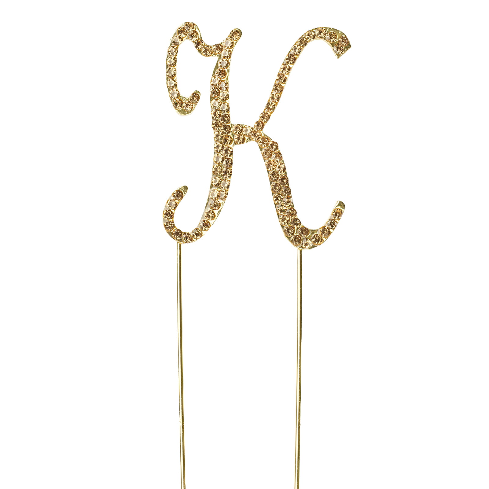 GOLD Plated Rhinestone  Monogram Letter “K”  Wedding Cake Topper  5" inch high