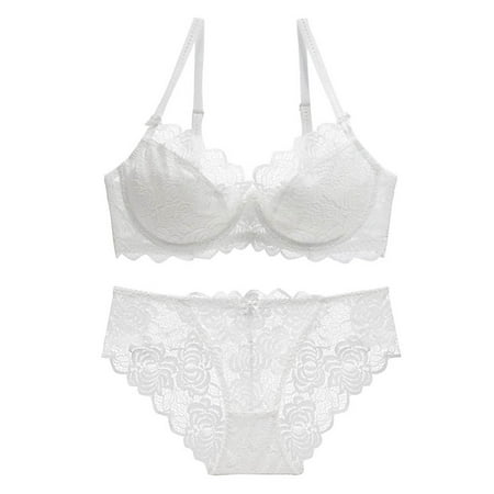 Leakproof Ladies Underwear Womens Sexy Lace Lingerie Womens Comfortable And Breathable Gathering Oversized Bra Set Sexy Underwear for Women(Size:34/75D)