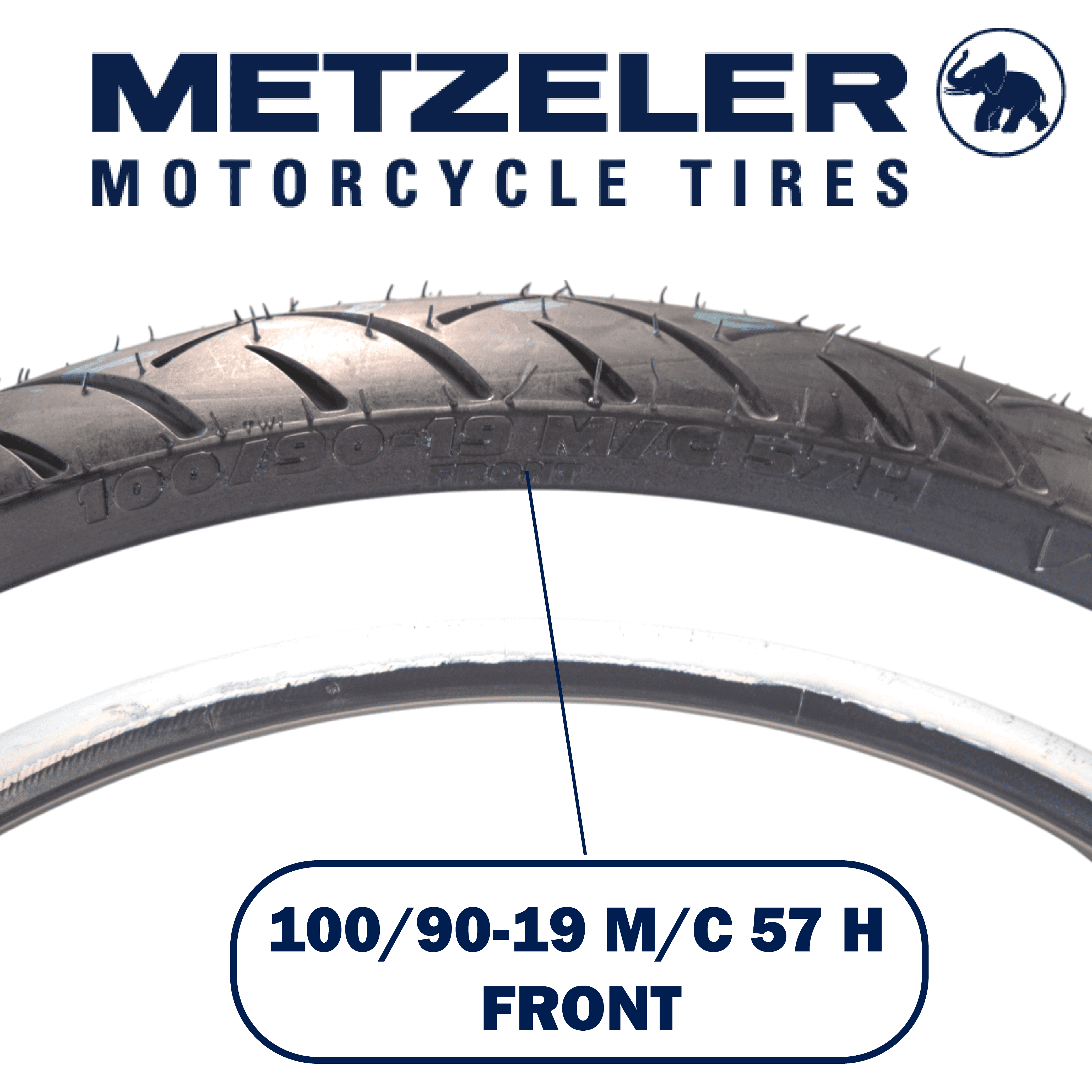 Metzeler ME 888 Marathon Ultra White Wall 100/90-19 Front Tire with Keychain