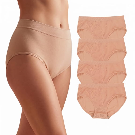 JQ Womens High Waist Bamboo Panties 4Pack – Soft and Breathable Underwear with Anti-Odor Copper