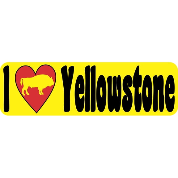 10in x 3in Bison I Love Yellowstone Bumper Sticker Vinyl Vehicle Stickers