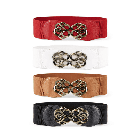 Women Stretchy Belts for Dresses Vintage Elastic Wide Waist Belts 4 Pack 2.36" Wide