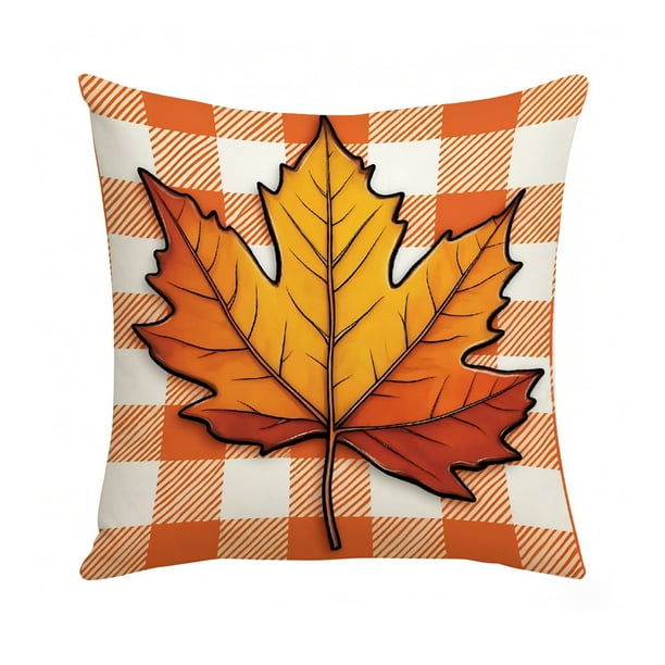 Mom's Best Funda de almohada con hojas de arce otoñales, hojas de arce realistas, lazos de calabaza otoñales, funda de cojín de sofá plisada de búfalo, decoración de sofá de Acción de Gracias