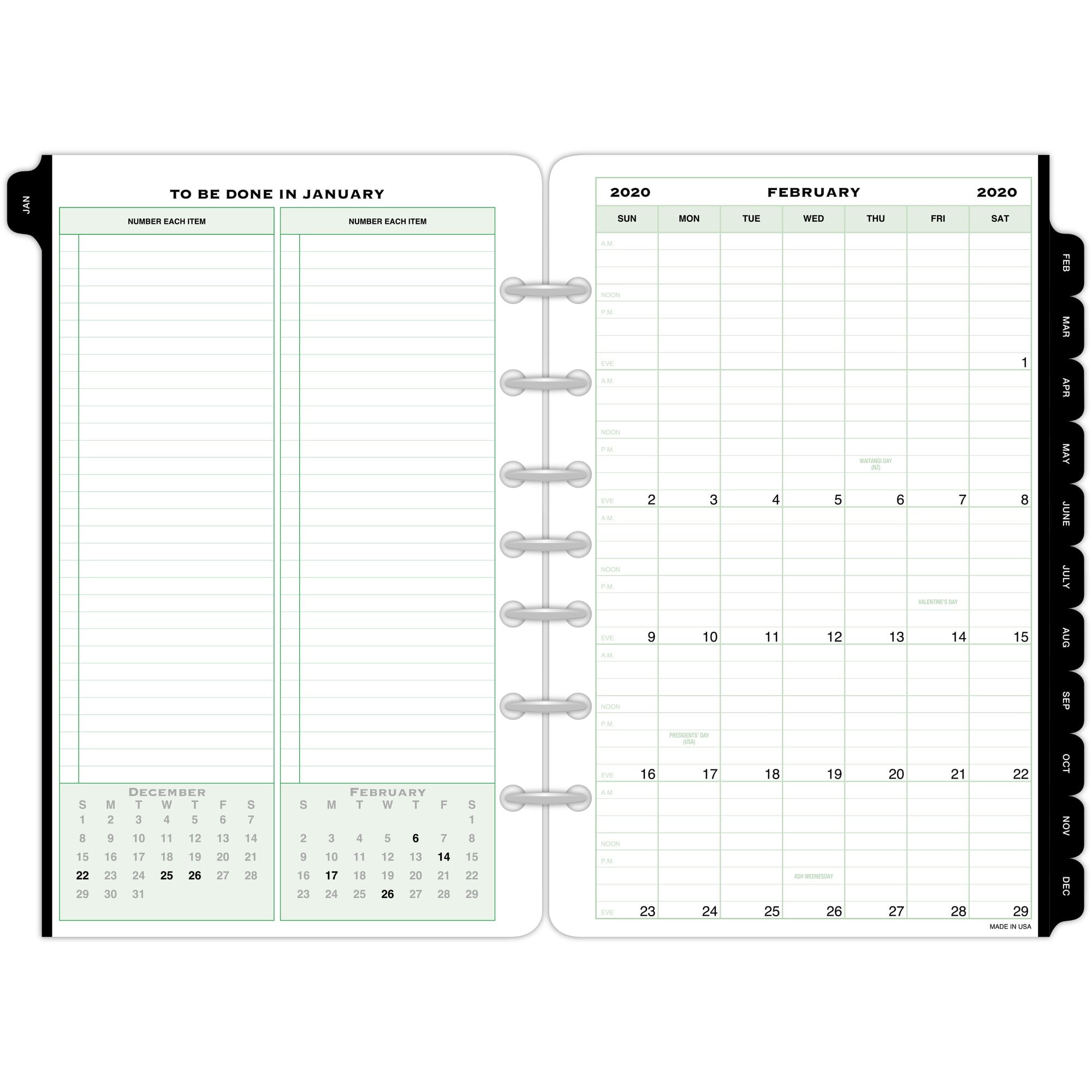 DayTimer 2PagePerWeek Vertical Column Planner Refill Desk Size