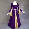thumbnail image 1 of Womens Halloween Costumes 2024 Cosplay Gothic Dresses Women's Halloween Fashion Gold Velvet Vintage Leaf Sleeves Long Swing Dress, 1 of 4