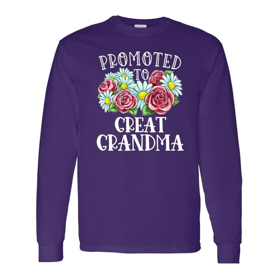 Inktastic Promoted to Great Grandma with Flowers Long Sleeve T-Shirt