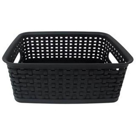 UPC: 0091141360009 | Weave Design Plastic Bin Small  Black  9.875 L x 7.375 W x 4 H