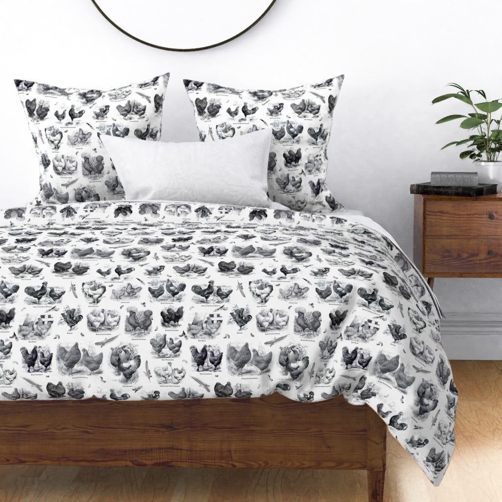 Chicken Rooster Vintage Fancy Breeds Poultry Sateen Duvet Cover By