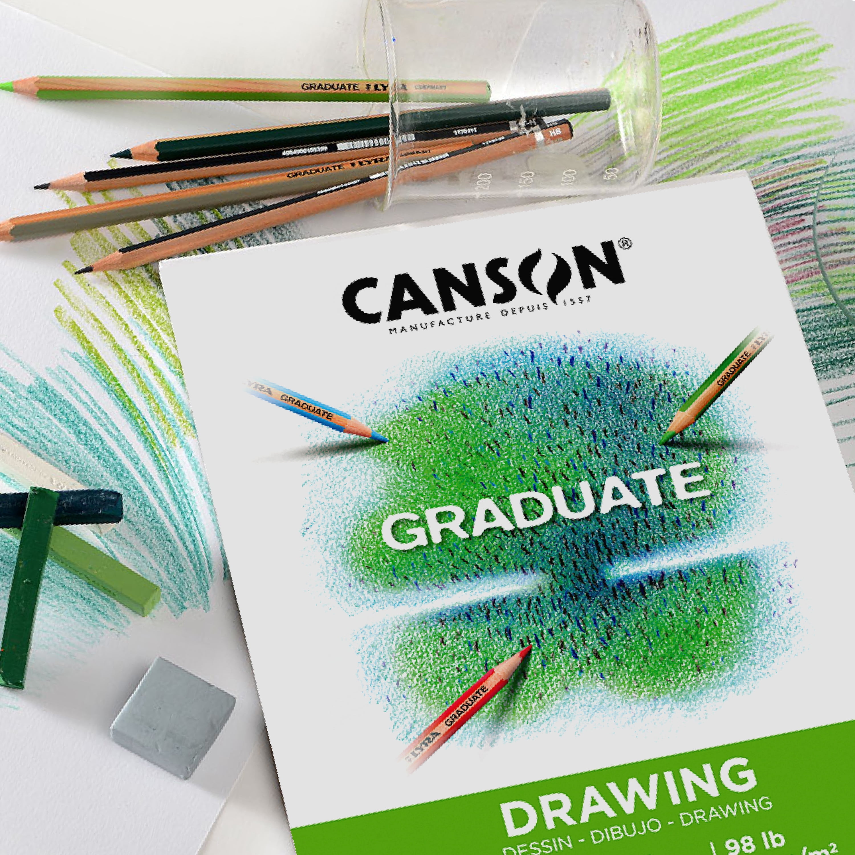 Canson Graduate Drawing Paper Jumbo Pad, 98lb/160gsm, 72 Sheets, White, 9x12 in, Art Students & Teens