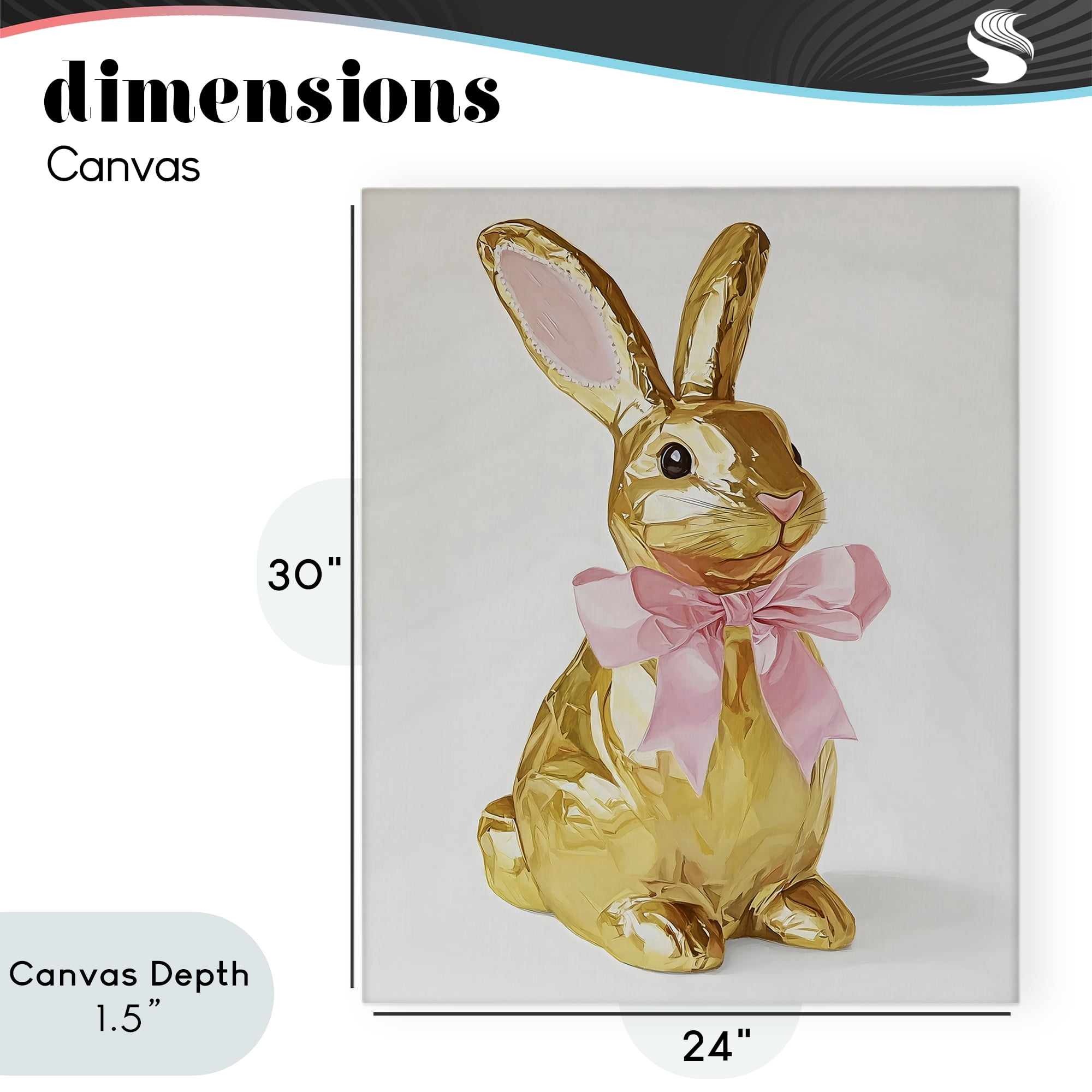 Stupell Industries Golden Easter Bunny with Ribbon Canvas Wall Art, design by The Prints Vibe