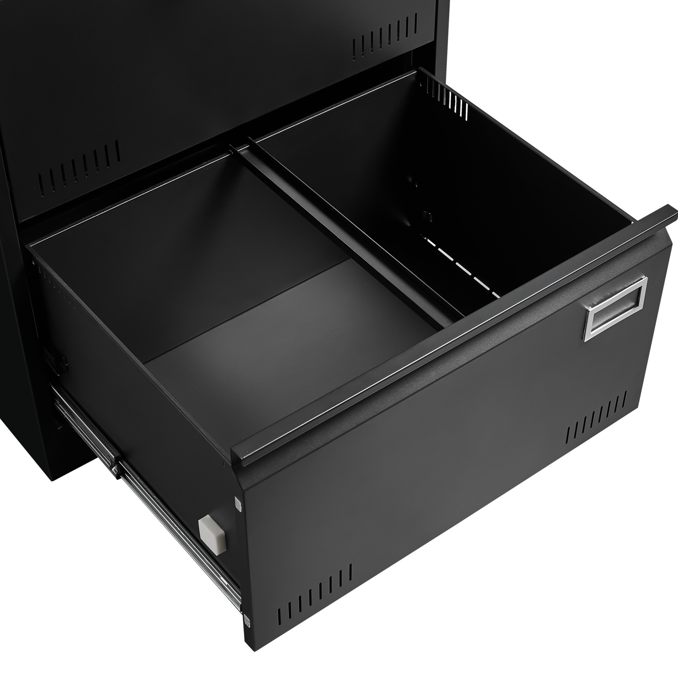 Noble House 2 Drawer Lateral File Cabinet with Lock, Metal Office Storage for Legal/Letter/A4, Black