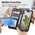 thumbnail image 6 of Leather For Google Pixel 9 Pro XL Case Leaf buckle zipper wallet  3-card  Flip Wallet Leather Case With Card Holder Magnetic Closure  Phone Cases Cover,Black,For Pixel 9 Pro XL, 6 of 7