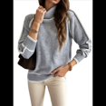 thumbnail image 1 of Suéteres de Otoño para Mujer, Modernos, Bonitos y Acogedores, de Cuello Alto, de Larga y Punto con Bloques de Color. Gris M, 1 of 8