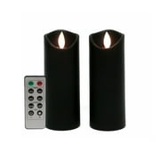 Kitch Aroma Black flameless Candles, Battery Operated LED Pillar Candles with Moving Flame Wick with Remote Timer,Pack of 2