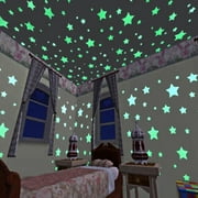 Fyearfly Glow in The Dark Stars Stickers for Ceiling,100pcs Colorful Luminous 3D Stars and Moon Wall Stickers for Kids Ceiling Stars Bedroom Glowing Stars Stickers Decor for Bedroom Baby Nursery Room