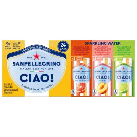 San Pellegrino Sparkling Water Variety Pack, 11.15 fl oz Cans, 24 Count