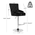 thumbnail image 3 of Foredo Velvet Swivel Bar Stools Set of 2, Modern Adjustable Bar Stools with Button Tufting and Pull Ring, Kitchen Counter Square Island Bar Stool, Black, 3 of 8