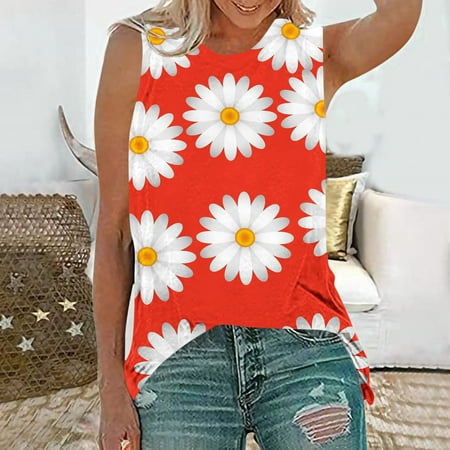 

Simplmasygenix Floral Maternity Tank Tops for Women Fashion Woman Causal Round Neck Printing Blouse Sleeveless T-Shirt Summer Tops