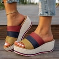 thumbnail image 2 of Dakaela Women's Wedge Sandals 2.76 Inch Platform Espadrille Heels Color Block Open Toe Strappy Slip on Casual Summer Slide Shoes Size 8, 2 of 8