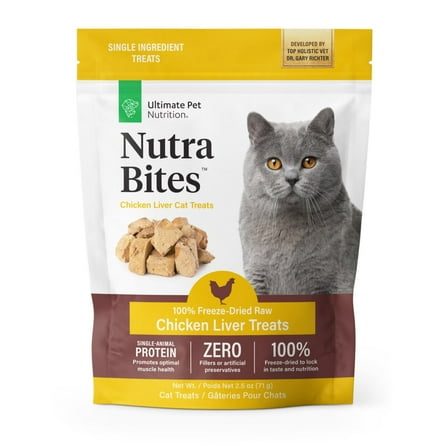 Ultimate Pet Nutrition Nutra Bites Freeze Dried Raw Chicken Liver Cat Treats