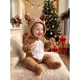 thumbnail image 6 of RUINIXCW Newborn Baby Girl Boy Christmas Reindeer Costume Kid Infant Fall Winter Outfit Fleece Snowsuit Footed Jumpsuit Long Sleeve Hooded Zip Romper, 6 of 10