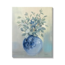 Stupell Industries Wild Botanicals Plant Sprigs Rounded Blue Bowl,36 x 48, Design by Silvia Vassileva