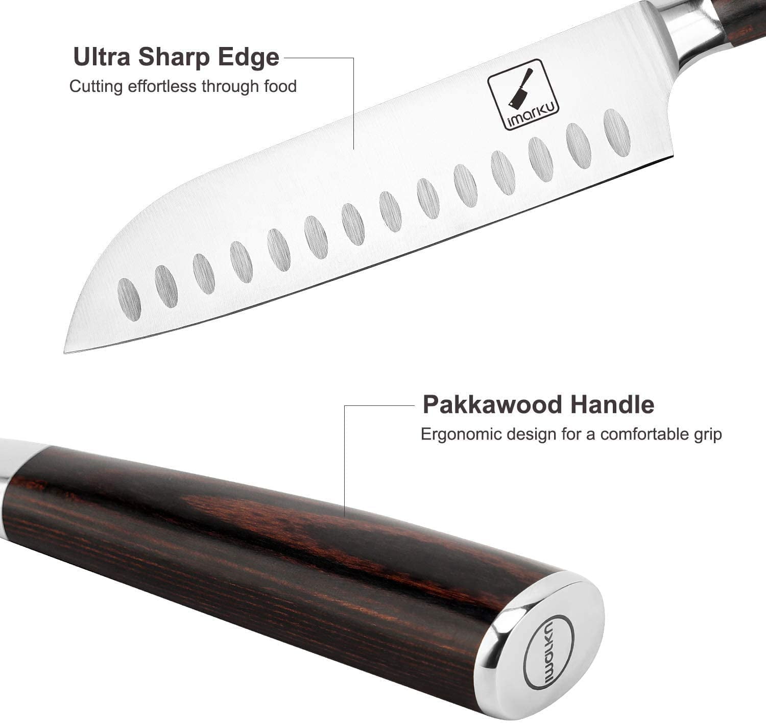 Santoku Knife - imarku 7 inch Kitchen Knife Ultra Sharp Asian Knife Japanese Chef Knife - German HC Stainless Steel 7Cr17Mov - Ergonomic Pakkawood Handle,Fathers Day Gifts