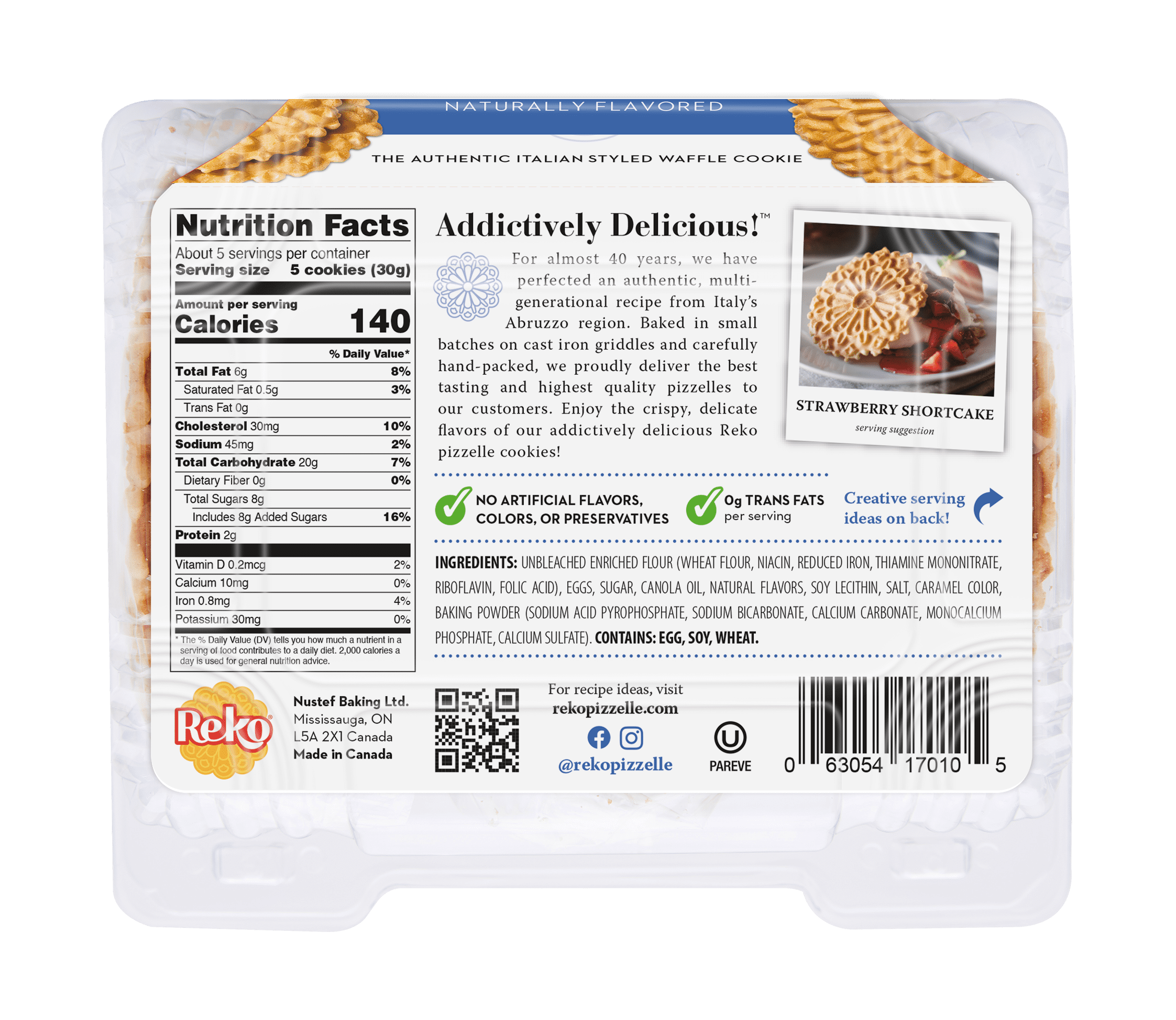 Reko Pizzelle Vanilla Waffle Cookies, Baked, Single pack, 5.25 oz, 150g