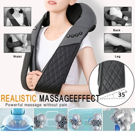 SAYFUT Shiatsu Neck Massager with Heat, 8 Deep Kneading Shoulder Massager Pillow, Back Massager Pillow, Portable Shoulder Massage Pillow for Neck, Back, Shoulder, Foot, Body, Gift for Men