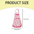 thumbnail image 3 of Kitchen Apron Bowknot Floral Print Polyester Restaurant Home Cooking Pocket Work Clothes/ Apron Rose Red, 3 of 7