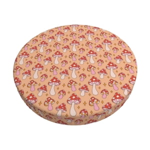 Easygdp Mushroom Print Easy To Install Bar Stool Covers&Stool Covers Round&Elastic Stool Cover, Barstool Covers,Washable&Bottom With Elastic Edge-12 inch