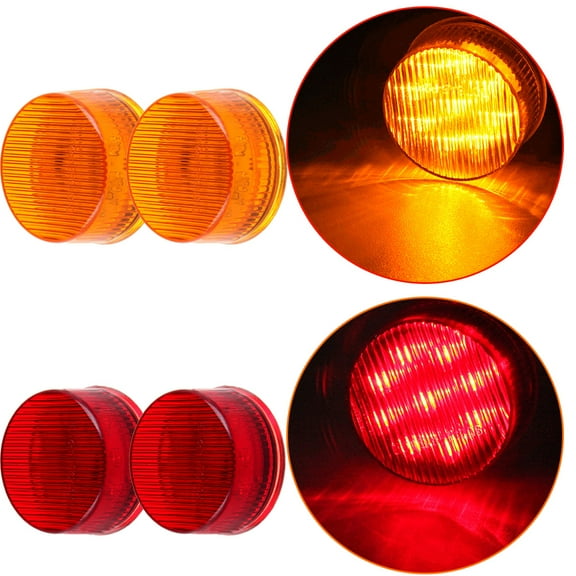 SCITOO fit for Dodge Ram Truck Trailer Pickups Side Lights 2x 9LED Red/Amber Round Side Marker Lights Tail Lamps Truck Stop Turn Tail Light White Stop Tail Rear Brake Light(Total of 4)