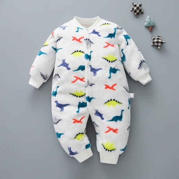 Baby Onesies Newborn Infant Fleece Thick Warm Jumpsuit Romper Baby Boy Romper Beige 0-3 Months