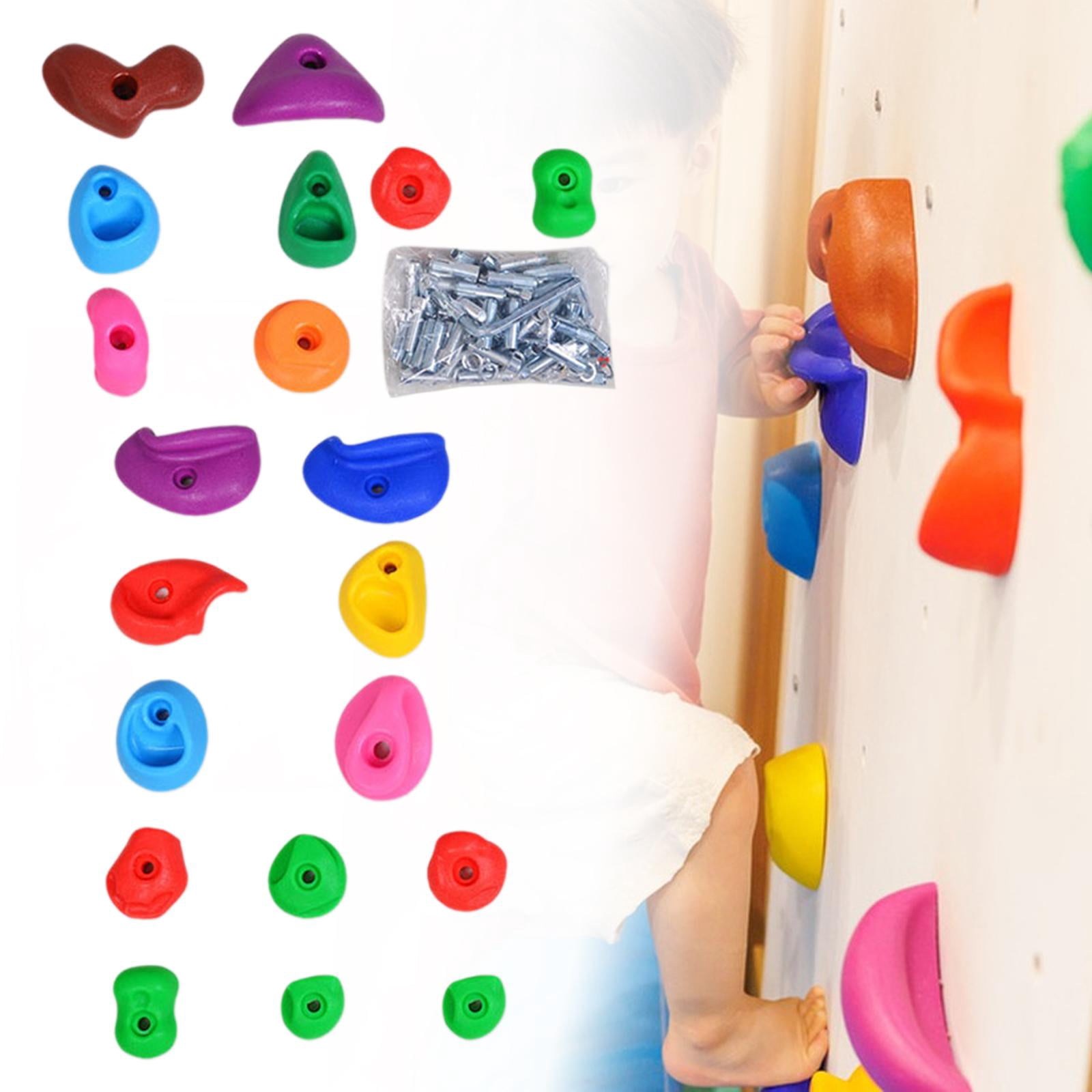Wswqop Rock Climbing Holds, Children's Toys Wall Climbing Bricks, Multi Size, Rock Wall 20 piece set