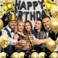 thumbnail image 5 of Black Gold Birthday Party Decorations, Happy Birthday Banner, Black Gold Balloons Party Supplies Confetti Balloons for Men Women, 5 of 7