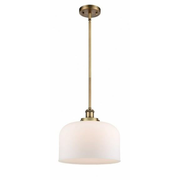 916-1S-BB-G71-L-Innovations Lighting-Bell - 1 Light Stem Hung Mini Pendant In Industrial Style-10 Inches Tall and 12 Inches Wide-Brushed Brass