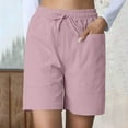 thumbnail image 3 of Rezuofi 1 Pcs Womens Yoga Shorts Loose Comfy Drawstring Lounge Bermuda Shorts with 3 Pockets, 3 of 7