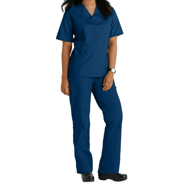 Natural Uniforms Two Piece Scrub Set (True Navy, Medium) Walmart
