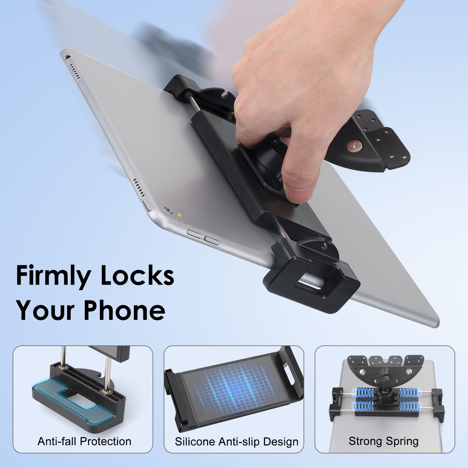 EEEkit 2-in-1 Car Slot Tablet Holder, Universal 360° Rotation CD Player Phone Mount for 4-15in Devices, Black