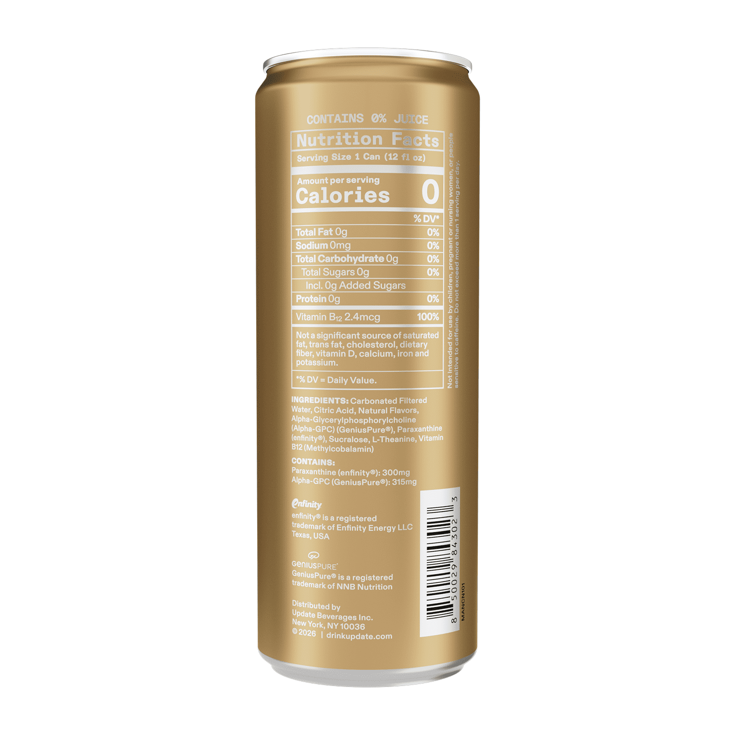 UPDATE Zero Sugar Energy Drink, Mandarin, 12 fl oz Can, 12 Pack